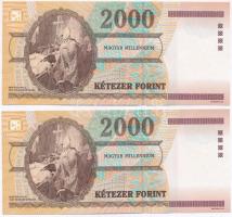 2000. 2000Ft "Millenium" (2x) sorszámkövetők T:I,I-