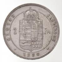 1880KB 1Ft Ag "Ferenc József / Középcímer" T:1-,2 / Hungary 1878KB 1 Forint Ag "Franz...