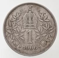 Ausztria 1906. 1K Ag "Ferenc József" T:2- halvány patina R! / Austria 1906. 1 Corona Ag &q...