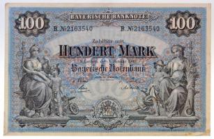 Német Birodalom / Bajorország 1900. 100M vízjeles papíron T:II / German Empire / Bavaria 1900. 100 Mark on watermarked paper C:XF