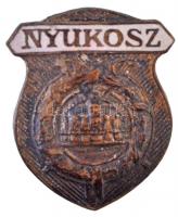 ~1920-1930. NYUKOSZ (Nyugdíjas Katonatisztek Országos Szövetsége) Br jelvény, részben zománcozva (26x31mm) T:1- / Hungary ~1920-1930. NYUKOSZ (National Alliance for Retired Officers) Br badge, partially enamelled (26x31mm) C:AU