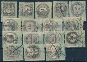1868 28 db-os okmánybélyeg sorozat / 28 different fiscal stamps