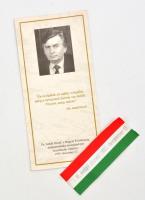 1993 Antall József temetési emléklap és nemzeti szín szalag.