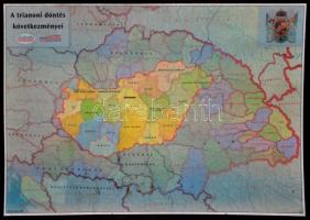 Nagyméretű modern Trianoni döntést bemutató Magyarország térkép. 3d fóliával . 70x50 cm