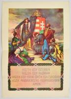 cca 1927 Magyar Hiszekegy Terjesztő bizottság és Budapesti városháza által lepecsételt, hivatalos Hiszekegy plakát. 25x35 cm