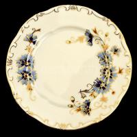 Zsolnay búzavirág mintás süteményes készlet. Kézzel festett, jelzett, hibátlan