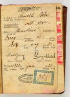 cca 1940 Vas és fémmunkás szakszervezeti könyv sok bélyeggel