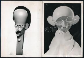 1933 Wahl Miklós két szoborkarikatúrája. Ghandi, Picard tanár. 2 két sajtófotó 18x13 cm