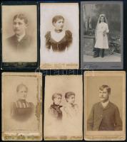 cca 1880-1900 10 db fotó délvidéki fényképészek műterméből, vizitkártya méretben