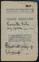 1925 Országos Széchenyi Szövetség fényképes igazolvány