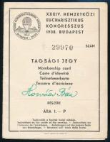 1938 Eucharisztikus Kongresszus térképes tagsági könyv
