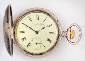 Tulaezüst Armada Watch zsebóra angyalos magyar címerrel a tokon, szép, működő állapotban / Silver pocket watch