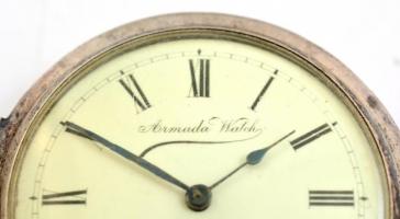 Tulaezüst Armada Watch zsebóra angyalos magyar címerrel a tokon, szép, működő állapotban / Silver po...