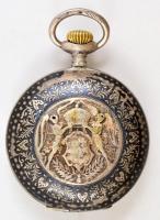 Tulaezüst Armada Watch zsebóra angyalos magyar címerrel a tokon, szép, működő állapotban / Silver po...