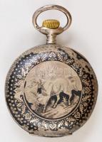 Tulaezüst Armada Watch zsebóra angyalos magyar címerrel a tokon, szép, működő állapotban / Silver po...