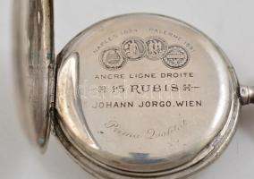 Johann Jorgo Wien, duplafedeles ezüst zsebóra szép, működő állapotban / Silver pocket watch