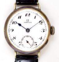 Omega ezüst női karóra bőr szíjjal, szép, működő állapotban / Silver wristwatch for women