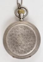 Árpád, jelzett ezüst zsebóra ezüst lánccal. Duplafedeles. Szép, működő állapotban / Silver pocket wa...