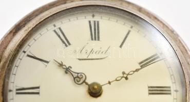 Árpád, jelzett ezüst zsebóra ezüst lánccal. Duplafedeles. Szép, működő állapotban / Silver pocket wa...