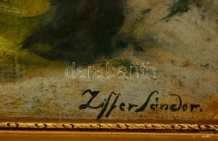 Ziffer jelzéssel: Virágcsendélet. Olaj, karton, sérült, keretben, 50×40 cm