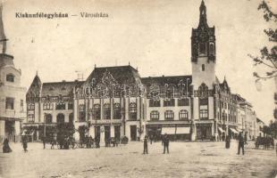1917 Kiskunfélegyháza, Városháza, Keleti Adolf Áruháza, Csernus Sándor, Natz és fiai és Göröcs Farkas üzlete + K.u.K. Feldjägerbataillon Nr. 26. (EK)