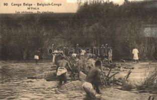 Congo Belge, MPala, Les Pecheurs / Belgisch-Congo, De visschers / Belgian Congo folklore, fishermen (ázott sarok / wet corner)