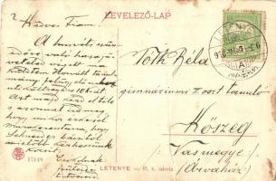 1910 Letenye, Római katolikus iskola, csoportkép a tanítóval és papokkal (fa)