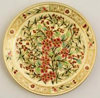 Zsolnay bambusz mintás süteményes tányérok ( 6 db), kézzel festett, jelzett, kopás nyomokkal, d:17,5...