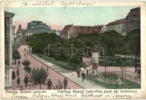 Pozsony, Pressburg, Bratislava; Kossuth Lajos tér, hirdetőoszlop / square, advertising column