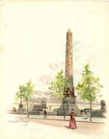 1900 London, Cleopatras Needle / obelisk. litho minicard (9 cm x 11,5 cm) (EK)