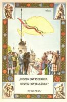 Hiszekegy. Az Ereklyés Országzászló Nagybizottság kiadása / Hungarian irredenta art postcard. s: Lamoss (EK)