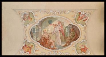 Berky János Tibor (1913-1982): A homokbödögei római katolikus templom freskótervei, 4 db, vegyes technika, papír, jelzettek, felcsavarva, különböző méretben