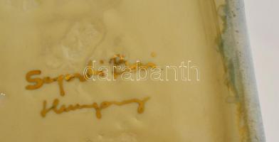 Segesdi Bori (?-): Váza. Mázas festett kerámia, hibátlan, jelzett, m:22 cm