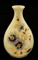 Zsolnay porcelán búzavirág mintás váza, kézzel festett, jelzett, hibátlan, m: 11,5 cm