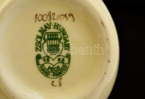 Zsolnay porcelán búzavirág  mintás váza, kézzel festett, jelzett, hibátlan, m: 11,5 cm