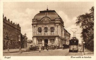 Szeged, Kass szálloda és kávéház, villamos. G. H. kiadása (EK)