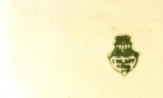 Zsolnay virág mintás cukortartó, matricás, jelzett, hibátlan, 16×10 cm m:11 cm