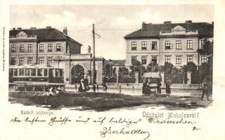 1905 Miskolc, Rudolf laktanya villamossal. Gedeon András kiadása (EK)
