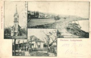 1899 Leányfalu, Szent Anna templom, Duna part, Kaszinó vendéglő. Divald Károly 144. (kissé ázott sarok / slightly wet corner)
