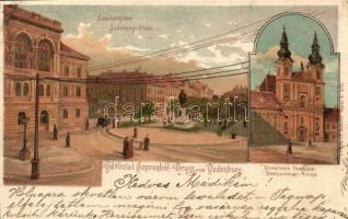 1901 Sopron, Oedenburg; Széchenyi tér, Domonkos templom. L. F. Kummert Nr. 6199. litho s: Götczinger (EK)