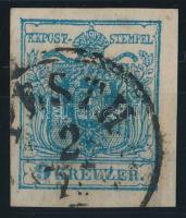 1850 9kr MP IIIb világoskék, vízszintes varratvízjellel / light blue with vertical Ladurner &quot;PESTH&quot; Certificate: Strakosch