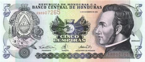 Honduras 1997-2003. 1L (3x) klf évszámokkal, 5L (1x) T:I
