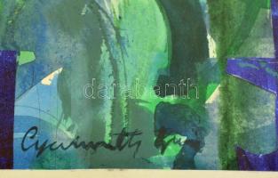 Gyarmathy jelzéssel: Kompozíció. Akvarell, papír, üvegezett keretben, 24×18 cm