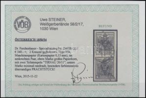 2kr MP IIIb pár mélyfekete, 0,13 mm kartonpapír "TIRNAU" Certificate: Steiner 2kr MP IIIb ...