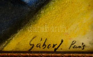 Gábor jelzéssel: Szajna part. Pasztell, papír, üvegezett keretben, 29×37 cm