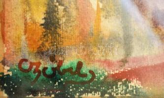 Czóbel jelzéssel: Ház részlet. Akvarell, papír, üvegezett keretben, 27×37 cm