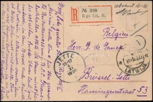 1920 Ajánlott TCV képeslap Brüsszelbe / Registered TCV psotcard to Belgium