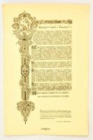 1933 A Gödöllői Jamboree alkalmából adományozott emléklap cserkész érdemekért. Másolati példány, aláírások nélkül, 47x31,5 cm / 1933 Awarding warrant for facilitating the Gödöllő Jamboree and scouting, 47x31,5 cm