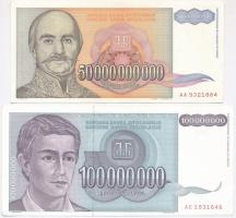 Jugoszlávia 1955-1993. 100D-50.000.000.000D (5x) közte egy sorszámkövető pár T:I--III
Yugoslavia 19...