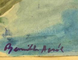 Bernáth jelzéssel: Gellért-hegy. Akvarell, papír, üvegezett keretben, 16×22 cm